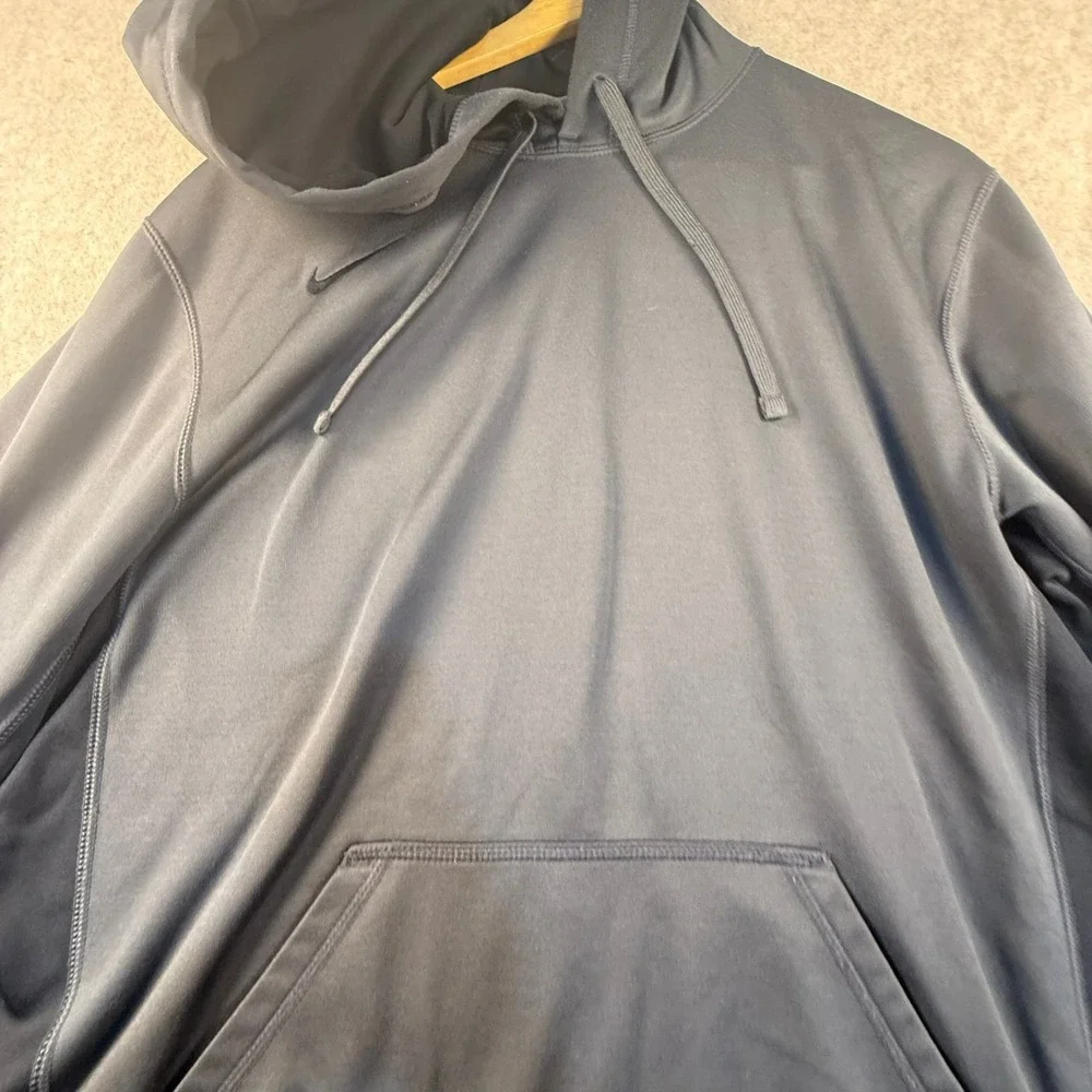 Nike Therma-FIT Mens Large Gray Black Pullover Hoodie Training Sweatshirt